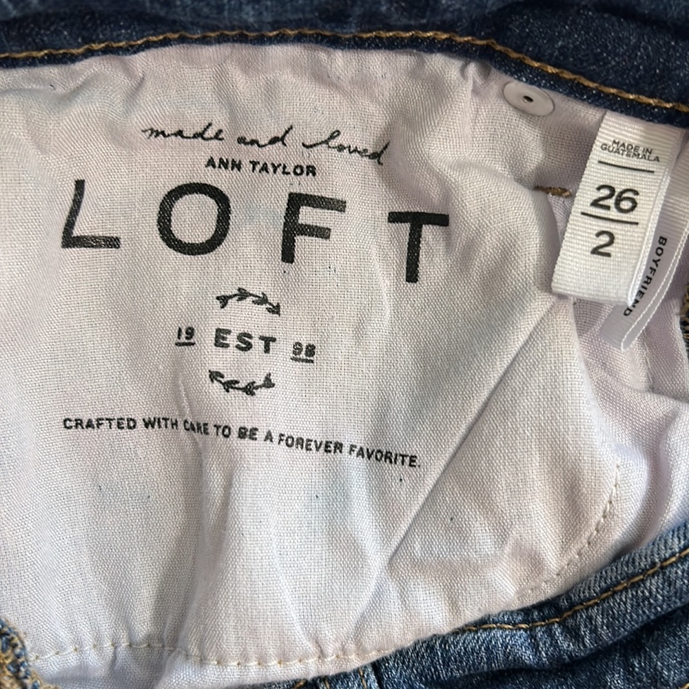 Loft, Dark Wash Paint Splashed, Button Fly, Boyfr… - image 7